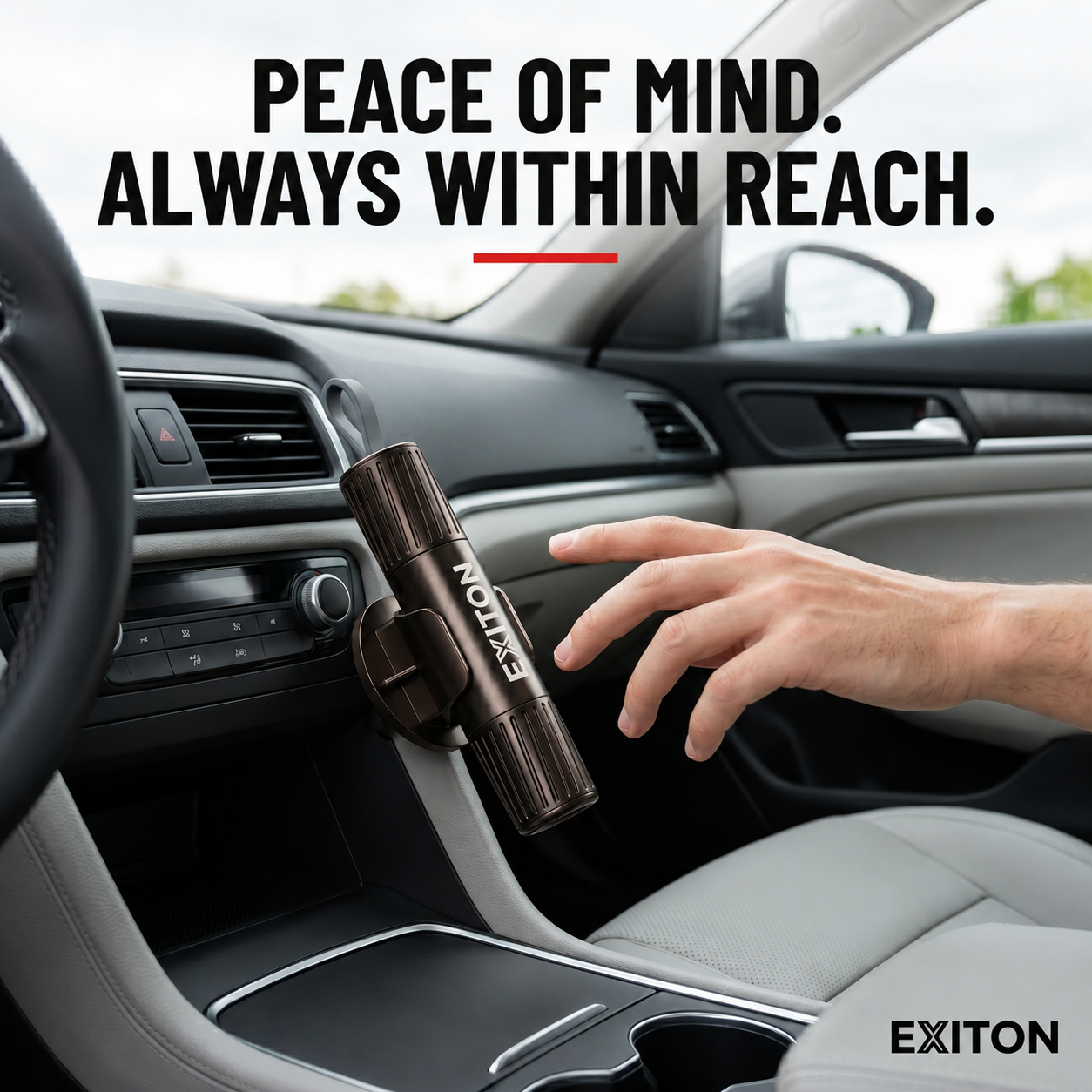 EXITON RapidExit | Car Escape Tool — Glass Breaker & Belt Cutter