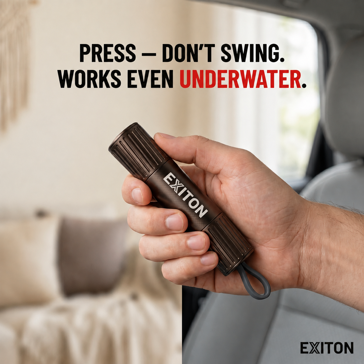 EXITON RapidExit | Car Escape Tool — Glass Breaker & Belt Cutter