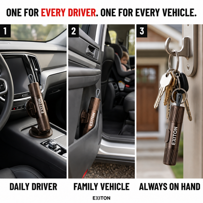 EXITON RapidExit | Car Escape Tool — Glass Breaker & Belt Cutter