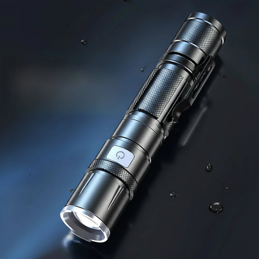 EXITON FlashGuard – Tactical LED Flashlight with Zoom & USB-C Charging